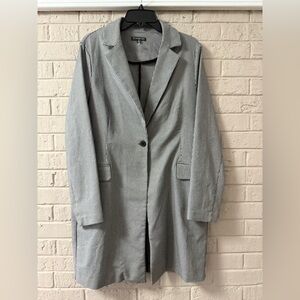 Adrianna Papell Jacquard Houndstooth Long Single-Button Topper Jacket. L. NWOT.